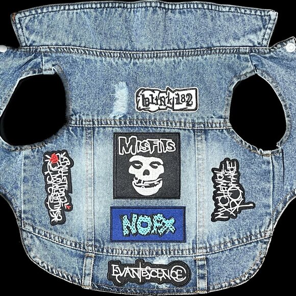 Punk Rock Denim Jacket for Dogs - Picture 1 of 2